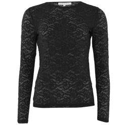 ALBERTE LACE R-NECK BLOUSE | BLACK