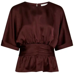 ANNEGRET HEAVY SATEEN BLOUSE | BURGUNDY