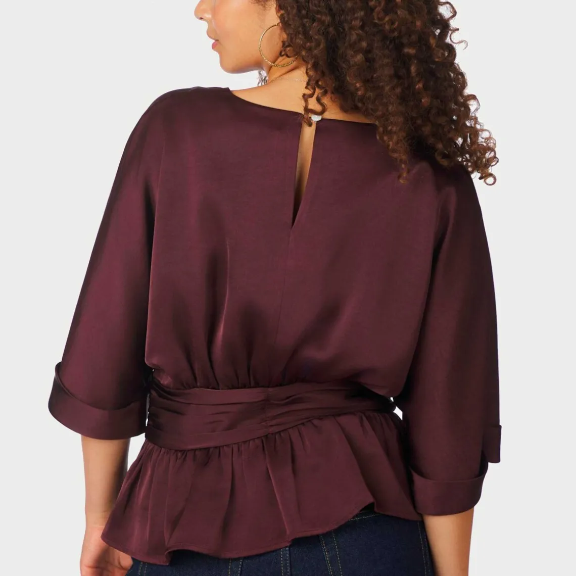 ANNEGRET HEAVY SATEEN BLOUSE | BURGUNDY