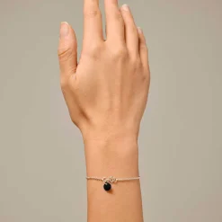 BALL CHAIN ARMBÅND | SØLV M/SORT