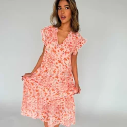 BEA LONG FLOWERPRINT DRESS | PINK FLOWER