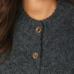 BENUTA FLUFFY KNIT CARDIGAN | ANTRACITE MELANGE