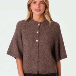 BENUTA FLUFFY KNIT CARDIGAN | LIGHT BROWN