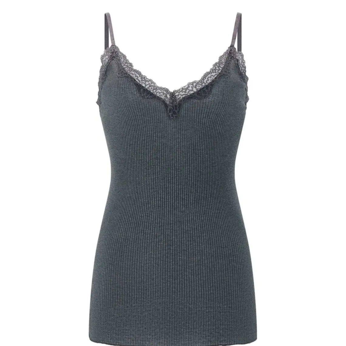 CAMISOLE W/LACE | MØRK GRÅ
