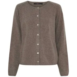 CASHMERE CARDIGAN | ASH BROWN MELANGE