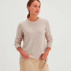 CASHMERESWEATER M/RUND HALS | LYS BEIGE