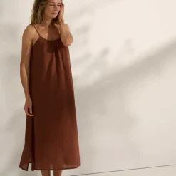 CAVE GAUZE DRESS | DARK TERRACOTTA