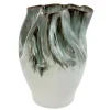 CERAMIC TWISTED VASE | WHITE/GREEN/BROWN