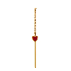 DANGLING LOVE HEART ØRERING 1 STK. | FORGYLDT/BURGUNDY