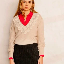 DAREL STRIK M/V-HALS | OATMEAL MELANGE