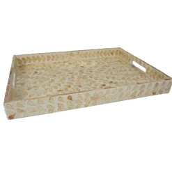DEKO BAKKE I MDF 50X35X5 CM - BEIGE/HVID