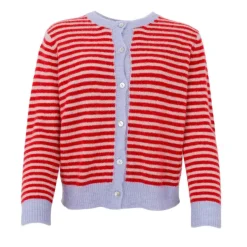 DELL STRIPED KNIT CARDIGAN | RED