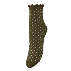 DOTTED FRILLA SHORT SOCK | DARK OLIVE