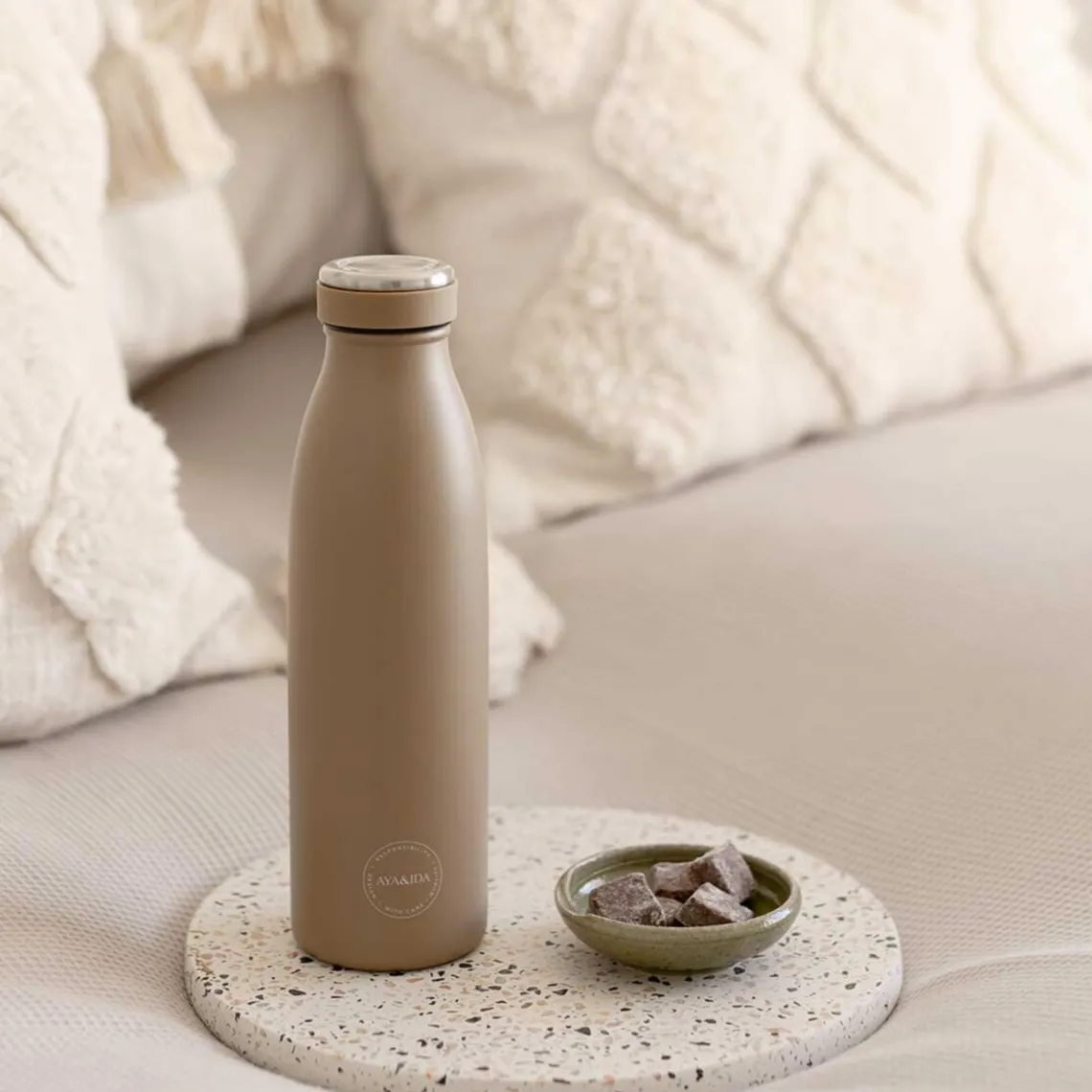 DRIKKEFLASKE 500 ML | STØVET BRUN