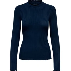 FRANSISKA L/S HI-NECK TOP | NAVY BLAZER