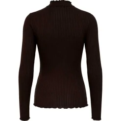 FRANSISKA L/S HI-NECK TOP | BLACK COFFEE