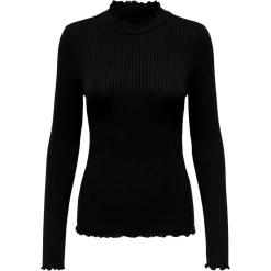 FRANSISKA L/S HI-NECK TOP | BLACK