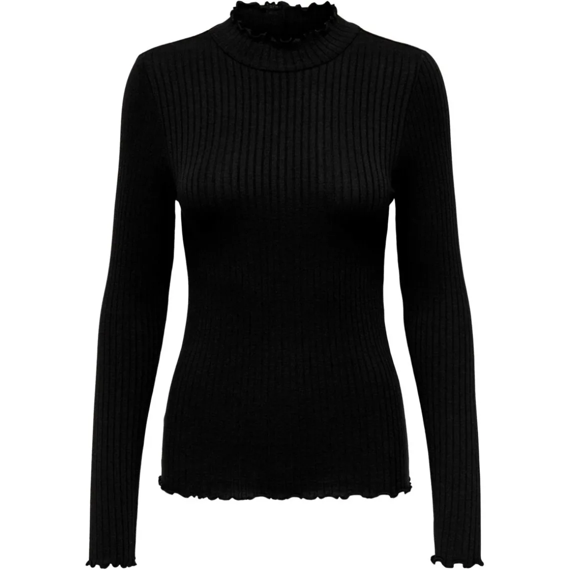 FRANSISKA L/S HI-NECK TOP | BLACK