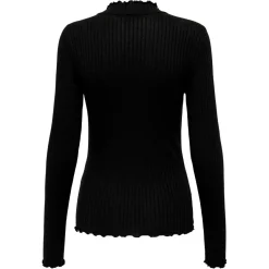 FRANSISKA L/S HI-NECK TOP | BLACK