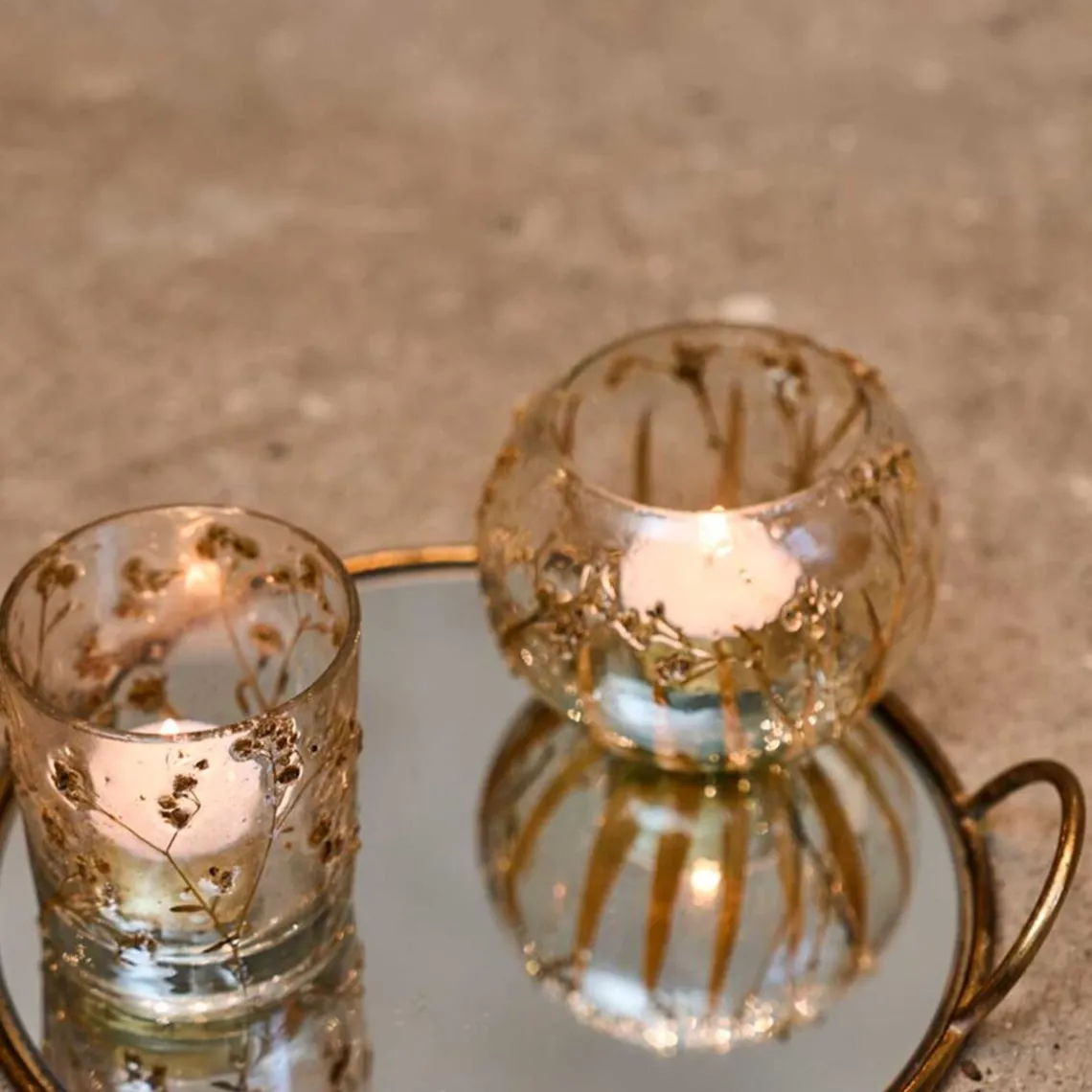 FYRFADSSTAGE I GLAS D10XH10 CM - KLAR M/GRØN