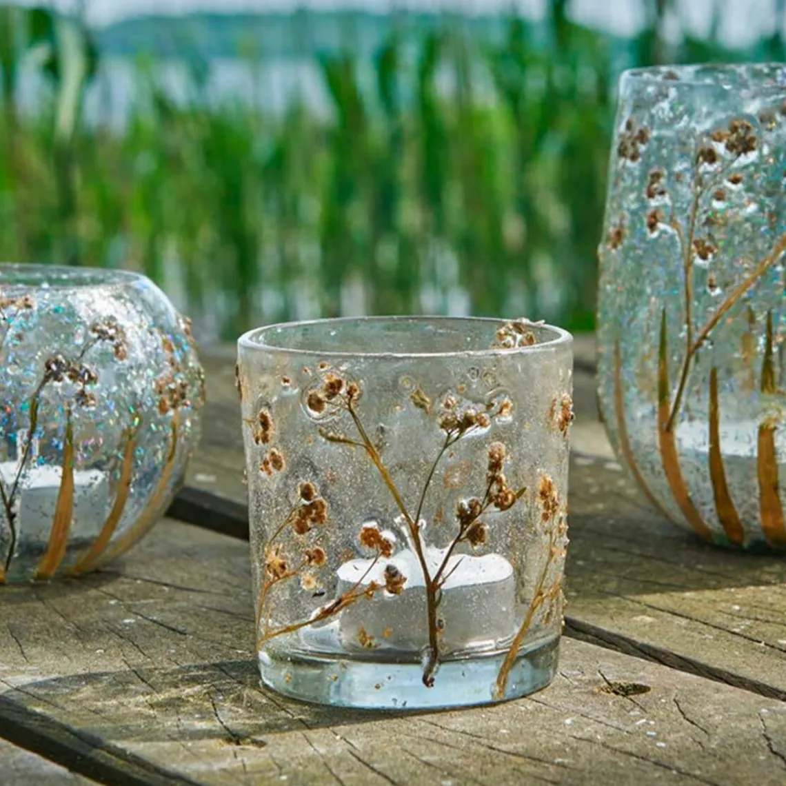 FYRFADSSTAGE I GLAS D10XH13 CM - KLAR M/GRØN