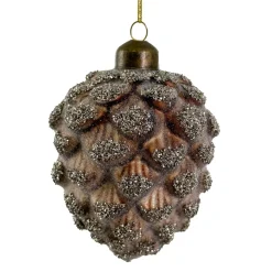 GLASKOGLE M/SØLVGLITTER 10CM | SUGARED BROWN