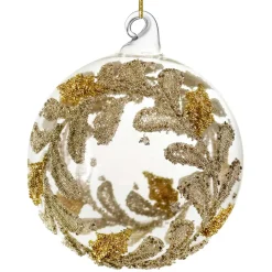 GLASKUGLE KLAR 8 CM | GOLD SILVER WREATH