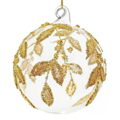 GLASKUGLE KLAR 8 CM | GOLD BEADED DECO