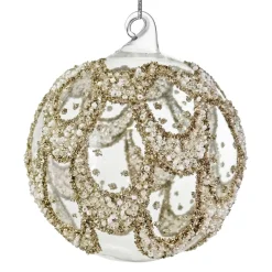 GLASKUGLE KLAR 10 CM | SILVER PEARL GARLAND