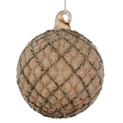 GLASKUGLE M/SØLVGLITTER 8CM | TRANSPARANT LT BROWN