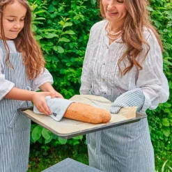 GRILLEHANDSKE M/STIKNING | MØRKEBLÅ/HVID