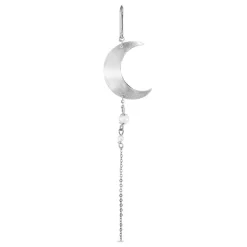HALF MOON EARRING W/PEARL CHAIN | SØLV