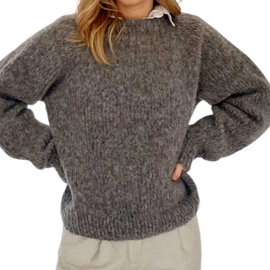 IDA STRIK I ALPACA | GRÅ