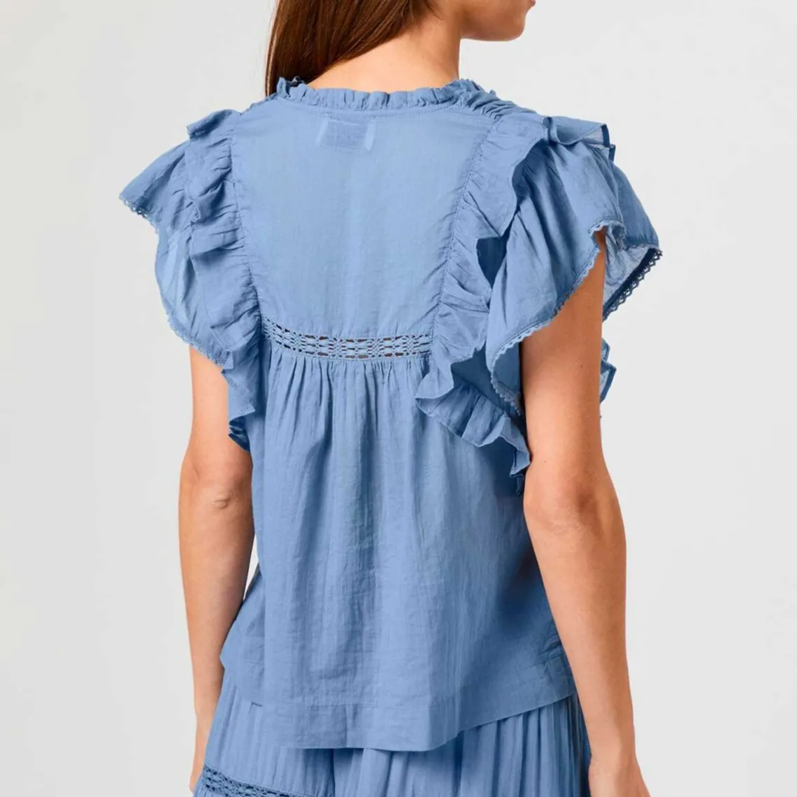 JAYLA VOILE TOP | SMOKE BLUE
