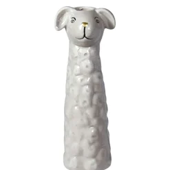 KERAMIKVASE M/FÅR 15 CM | GRÅ