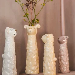 KERAMIKVASE M/FÅR 15 CM | GRÅ