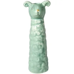 KERAMIKVASE M/VÆDDER 18 CM | AQUA