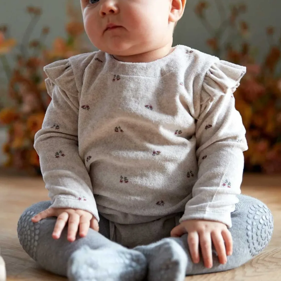 KRAVLE STRØMPEBUKSER I ØKOLOGISK BOMULD | GRÅ MELANGE