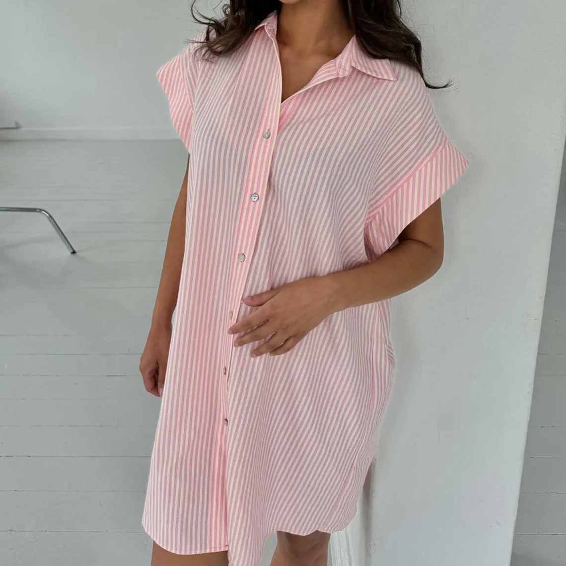 KYLIE SKJORTE KJOLE | ROSE STRIPE