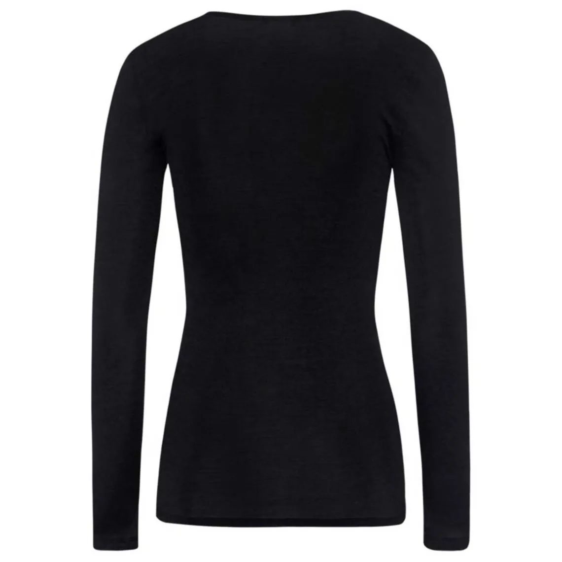 LANGÆRMET T-SHIRT M/V HALS | SORT