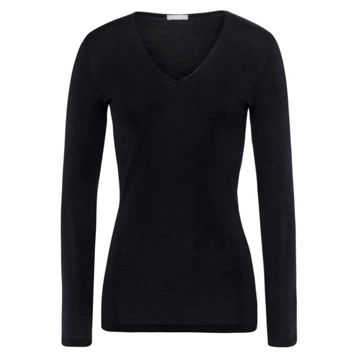 LANGÆRMET T-SHIRT M/V HALS | SORT