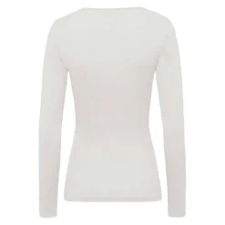 LANGÆRMET T-SHIRT M/V HALS I ULD/SILKE | CYGNE