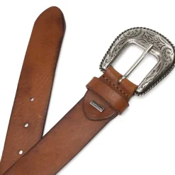 LÆDERBÆLTE M/''WESTERN'SPÆND | COGNAC