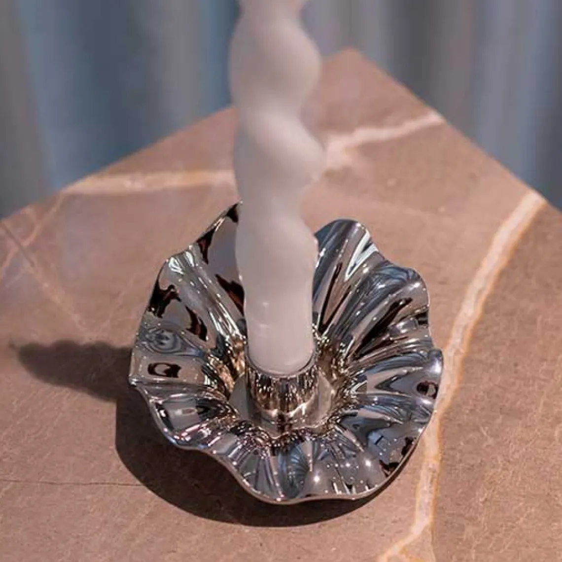 LEA CANDLE HOLDER | CHROME