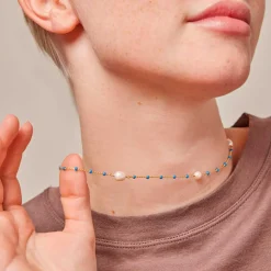 LOLA PERLITA HALSKÆDE FORGYLDT | CORNFLOWER