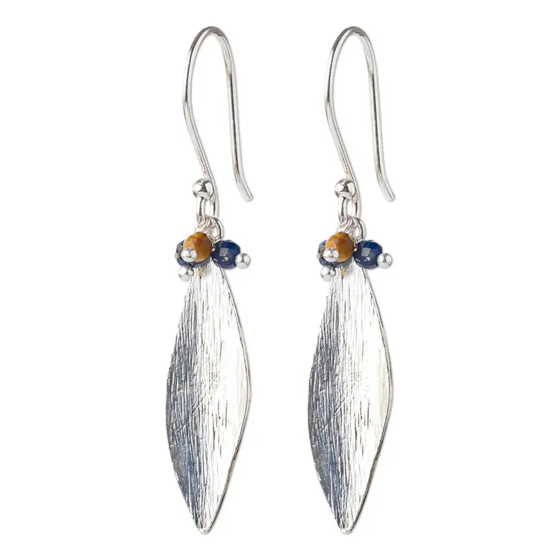 LONGFUL LAPIS LAZULI TIGER EYE EARRINGS