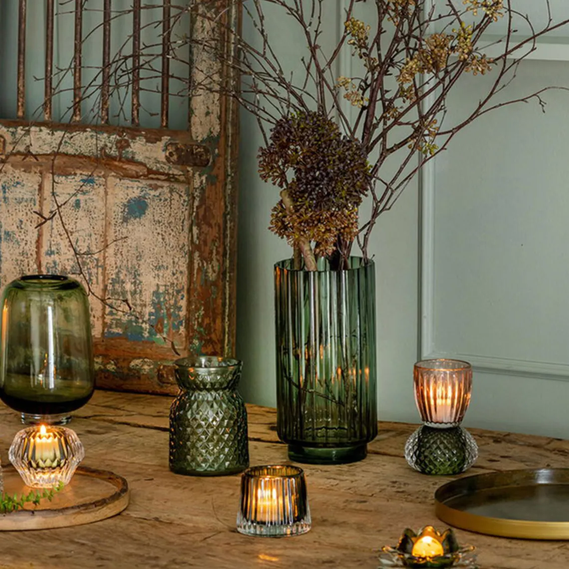 LOTUS FYRFADSSTAGE I GLAS 9X6 - GRØN