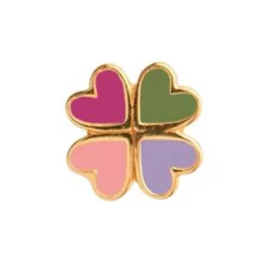 LOVE HEART CLOVER ENAMEL EARRING 1 STK | FG/PINK FUSCHIA