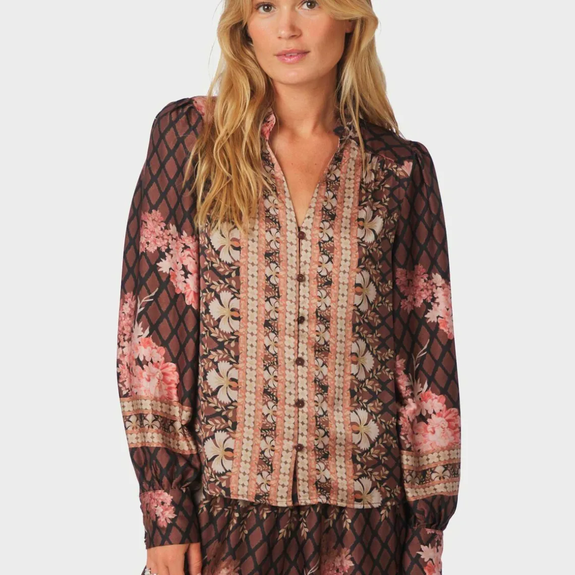MASSIMA BOTANICAL BORDER BLUSE | BLACK