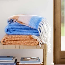 MATHEA ULDPLAID 130X170CM | SEA BLUE